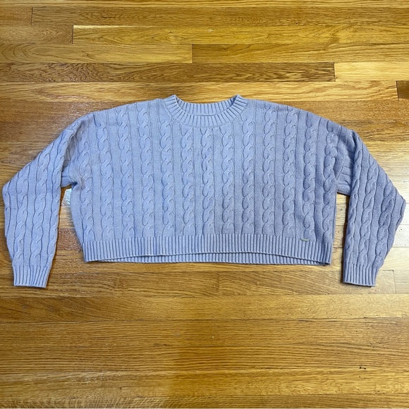 Hollister Sweaters - Hollister Oversized  Cropped Cable-Knit Crewneck Sweater Lavender - Size Medium